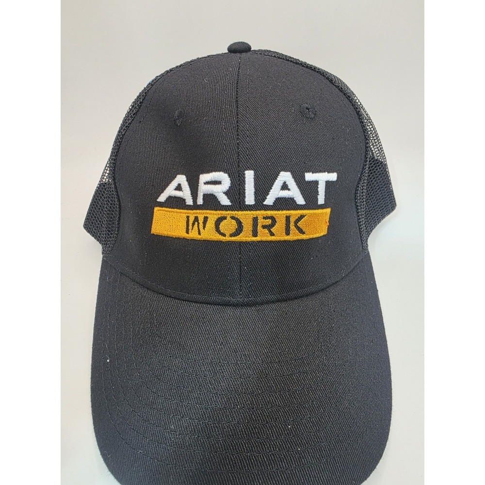 Ariat Trucker Hat Mens One Size Black Good Embroidered Logo Snapback Work Cap